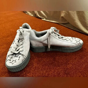 Luxury Rebel Blue Suede Platform Sneakers with Star design